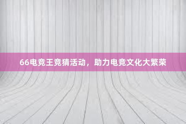 66电竞王竞猜活动，助力电竞文化大繁荣