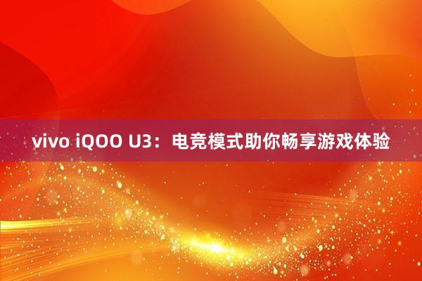 vivo iQOO U3：电竞模式助你畅享游戏体验