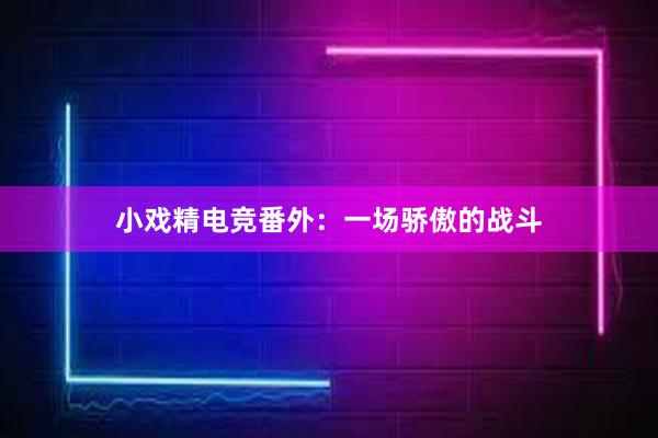 小戏精电竞番外：一场骄傲的战斗