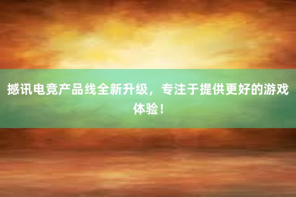 撼讯电竞产品线全新升级，专注于提供更好的游戏体验！