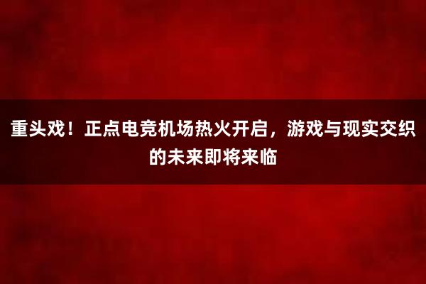 重头戏！正点电竞机场热火开启，游戏与现实交织的未来即将来临