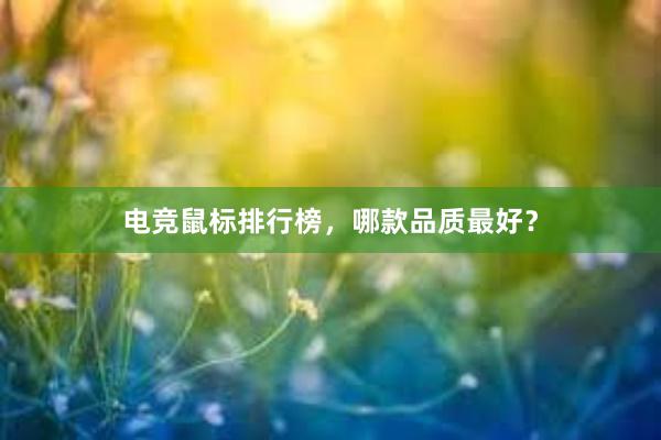 电竞鼠标排行榜，哪款品质最好？